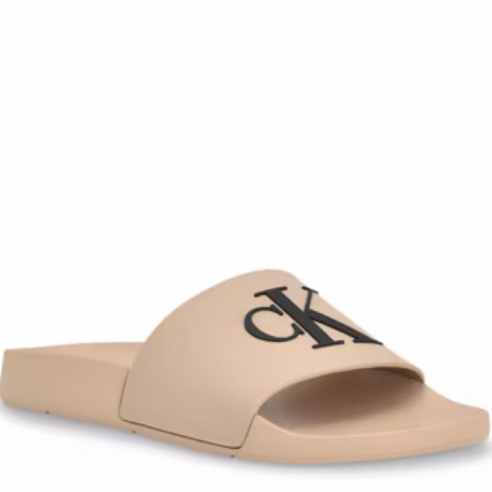 Calvin Klein Women's Beige Slide Sandals
